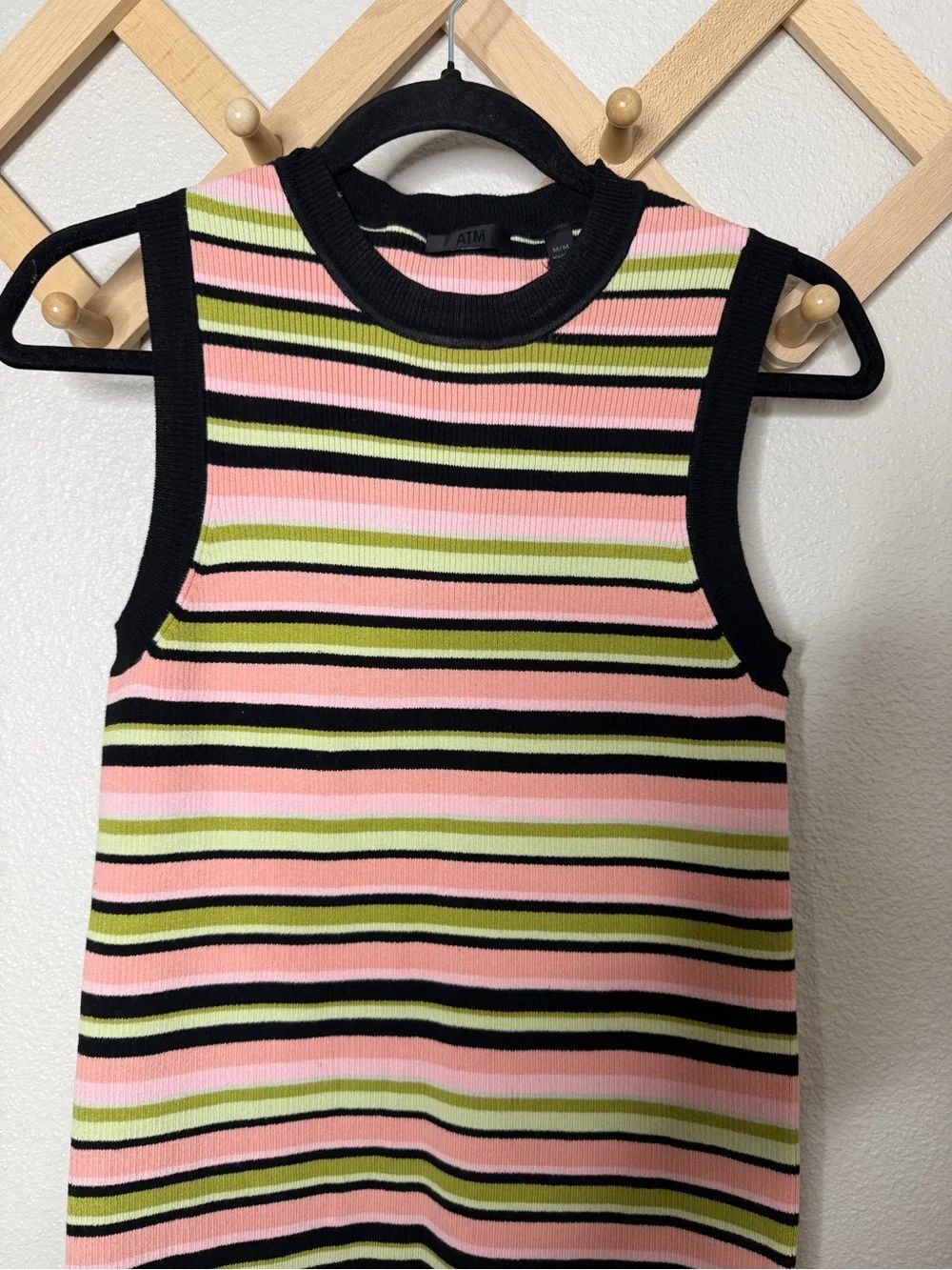 ATM Anthony Thomas Melillo Stripe Rib Tank Dress Sz M - Picture 4 of 8